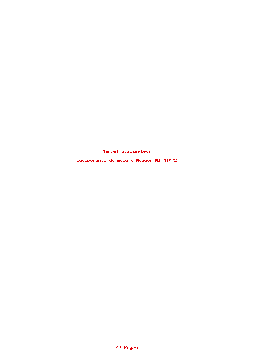 Page 1 de la notice Manuel utilisateur Megger MIT410/2