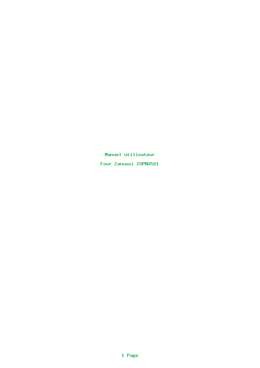 Page 1 de la notice Manuel utilisateur Zanussi ZOPNX5X1