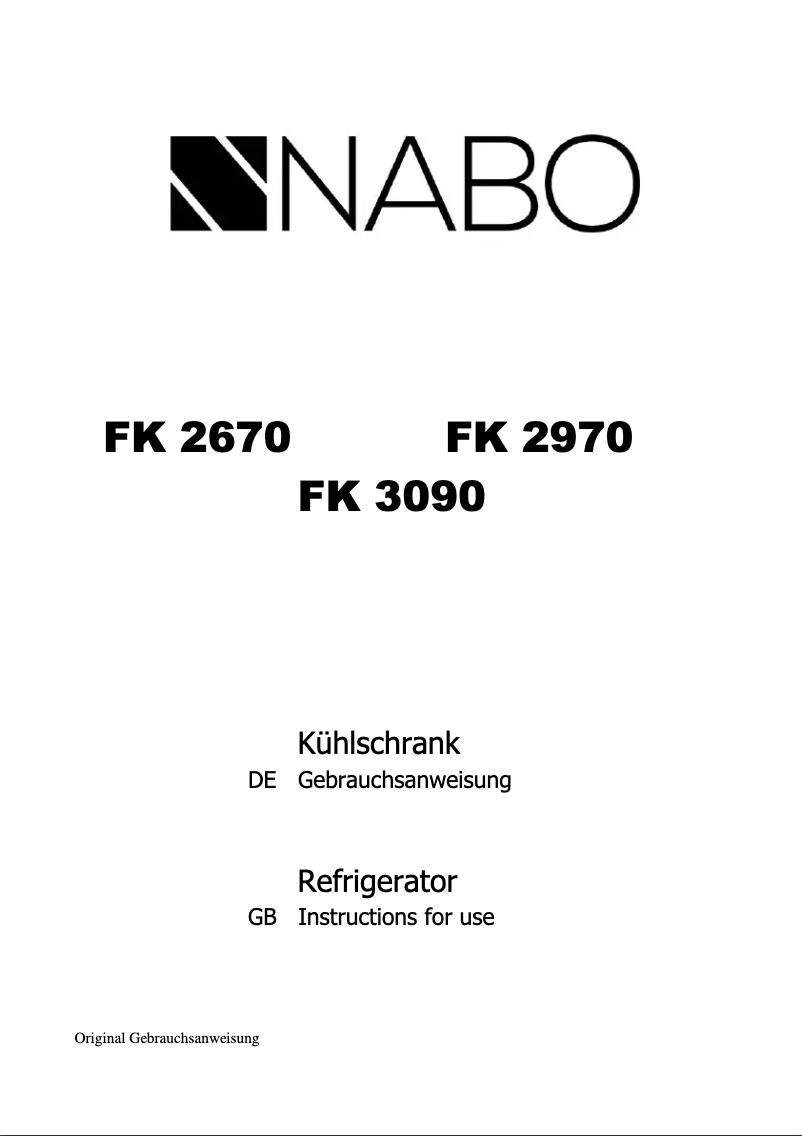 Page 1 de la notice Manuel utilisateur Nabo FK 2670