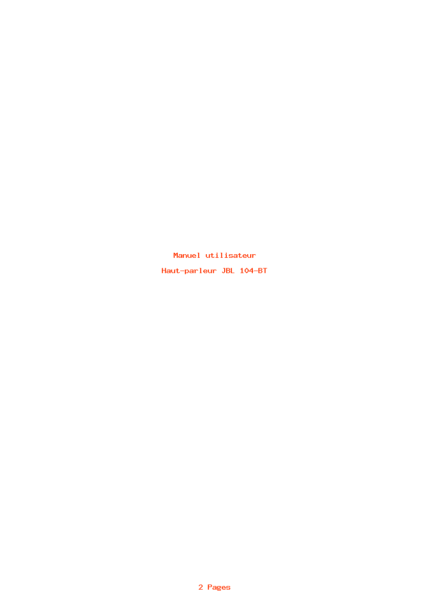 Page 1 de la notice Manuel utilisateur JBL 104-BT