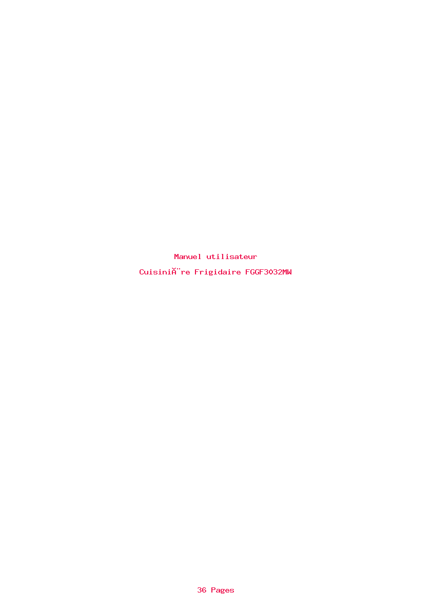 Page 1 de la notice Manuel utilisateur Frigidaire FGGF3032MW