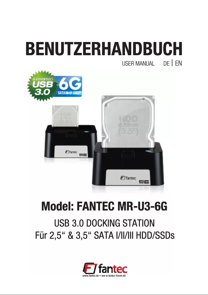 Page 1 de la notice Manuel utilisateur Fantec MR-U3-6G