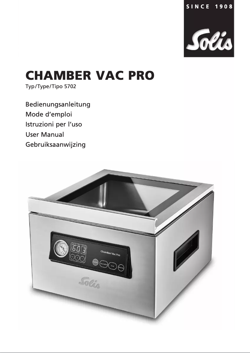 Page 1 of the manual Technical Sheet Solis Chamber Vac Pro 5702