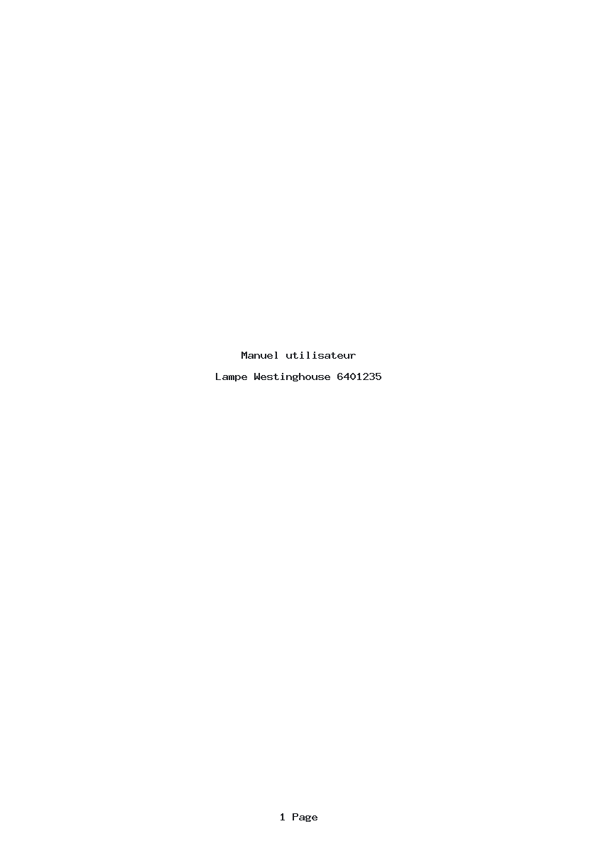 Page 1 de la notice Manuel utilisateur Westinghouse 6401235
