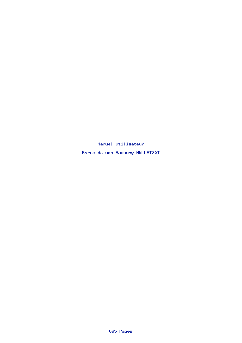 Page 1 de la notice Manuel utilisateur Samsung HW-LST70T