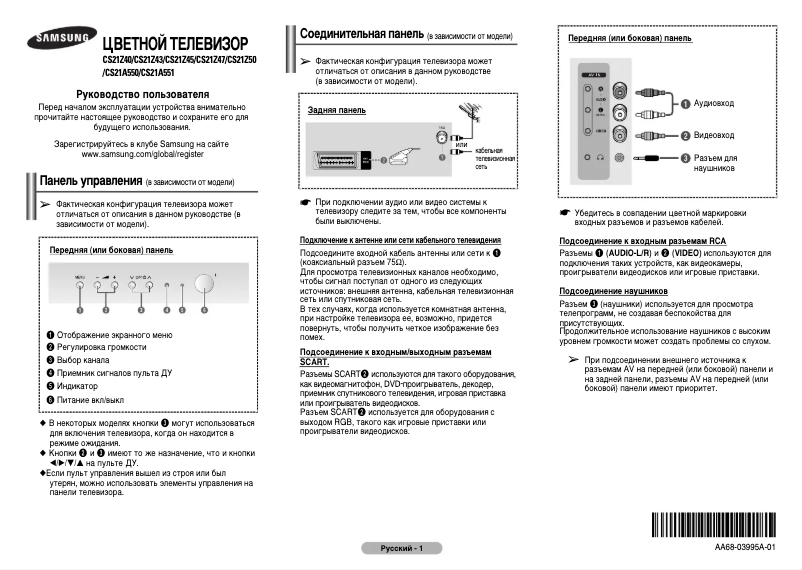 Page 1 de la notice Manuel utilisateur Samsung CS-21Z47ZGQ