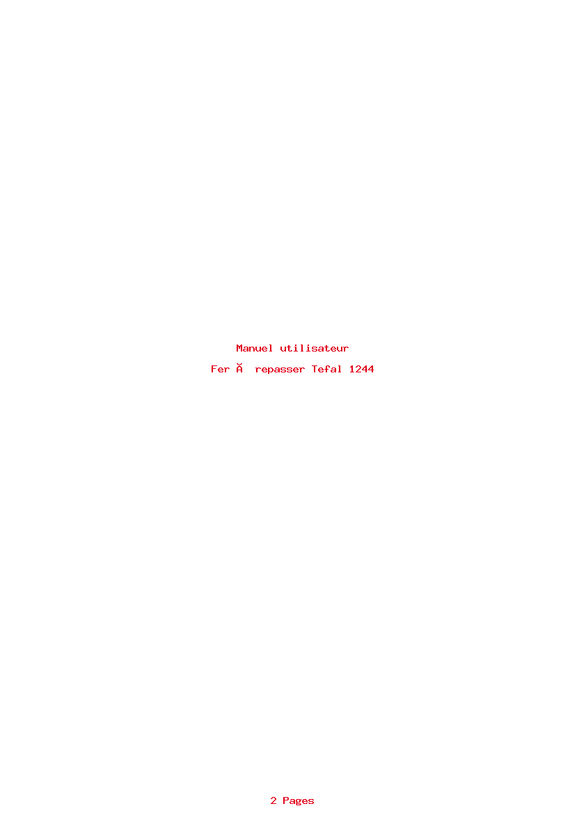 Page 1 de la notice Manuel utilisateur Tefal 1244