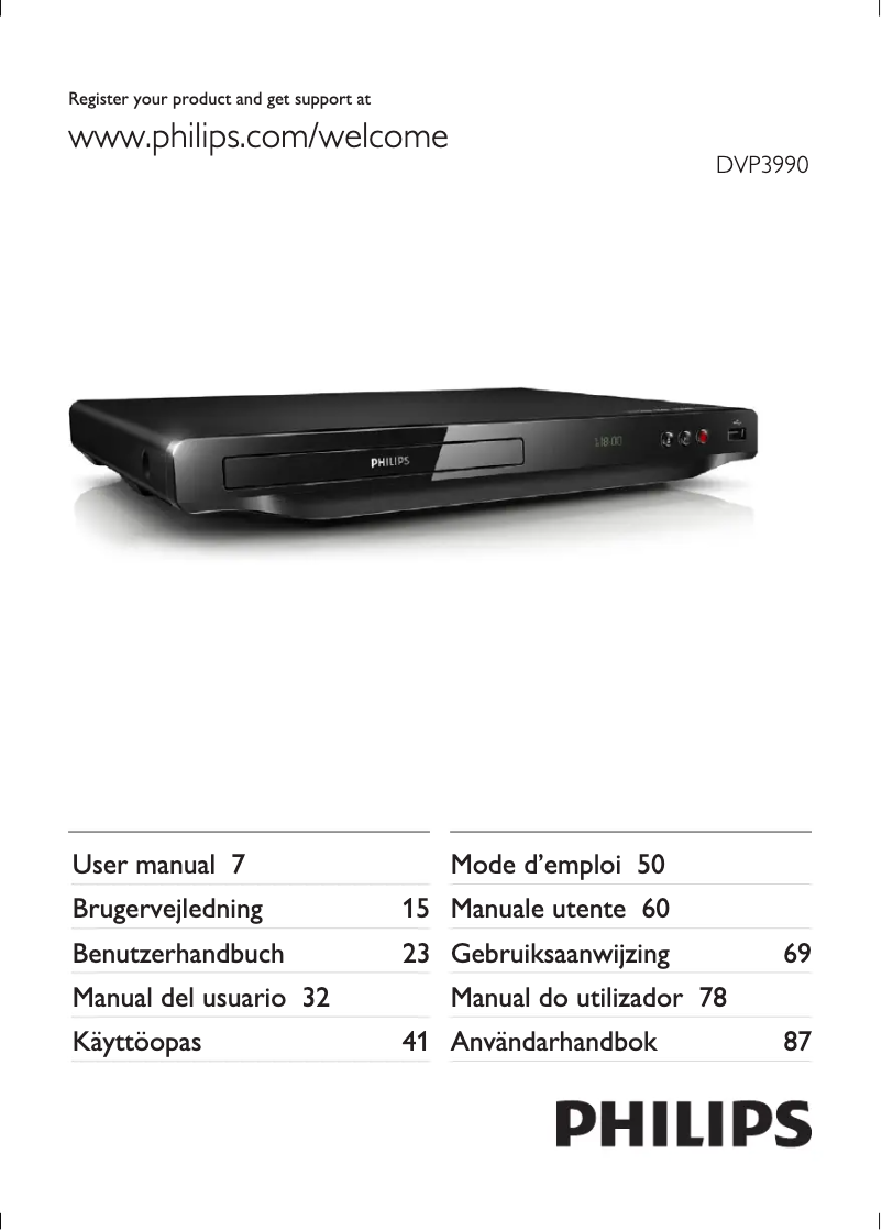 Página 1 del manual Manual de usuario Philips DVP3990