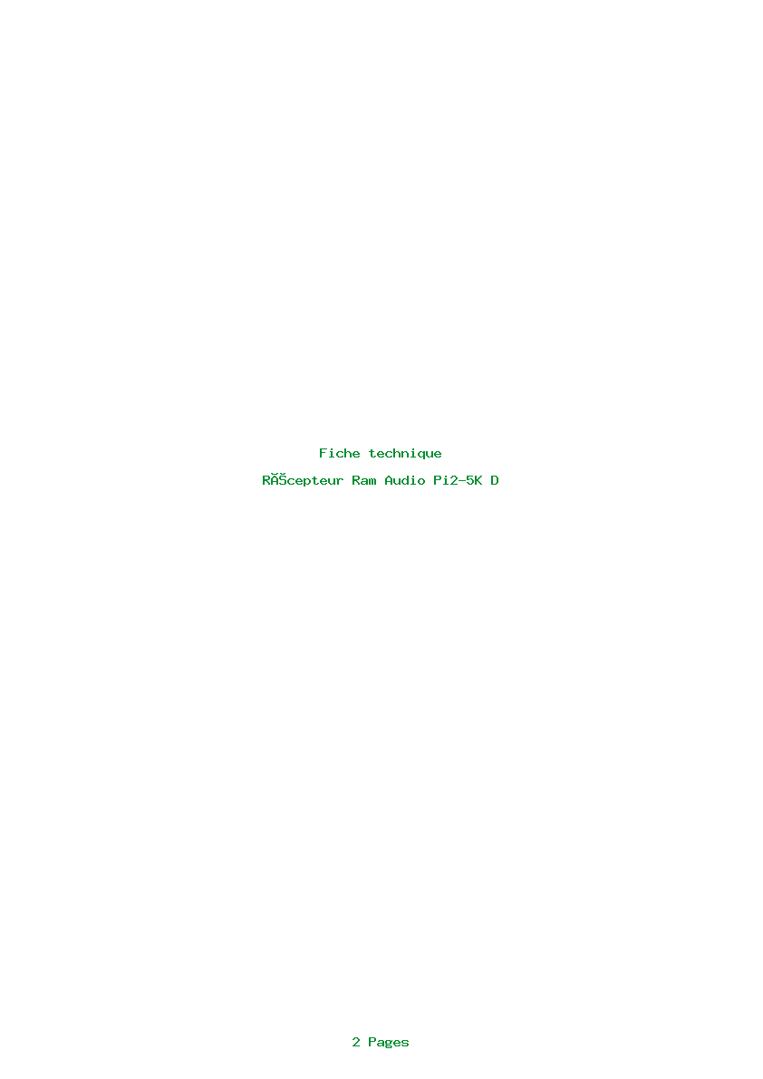 Page 1 de la notice Fiche technique Ram Audio Pi2-5K D
