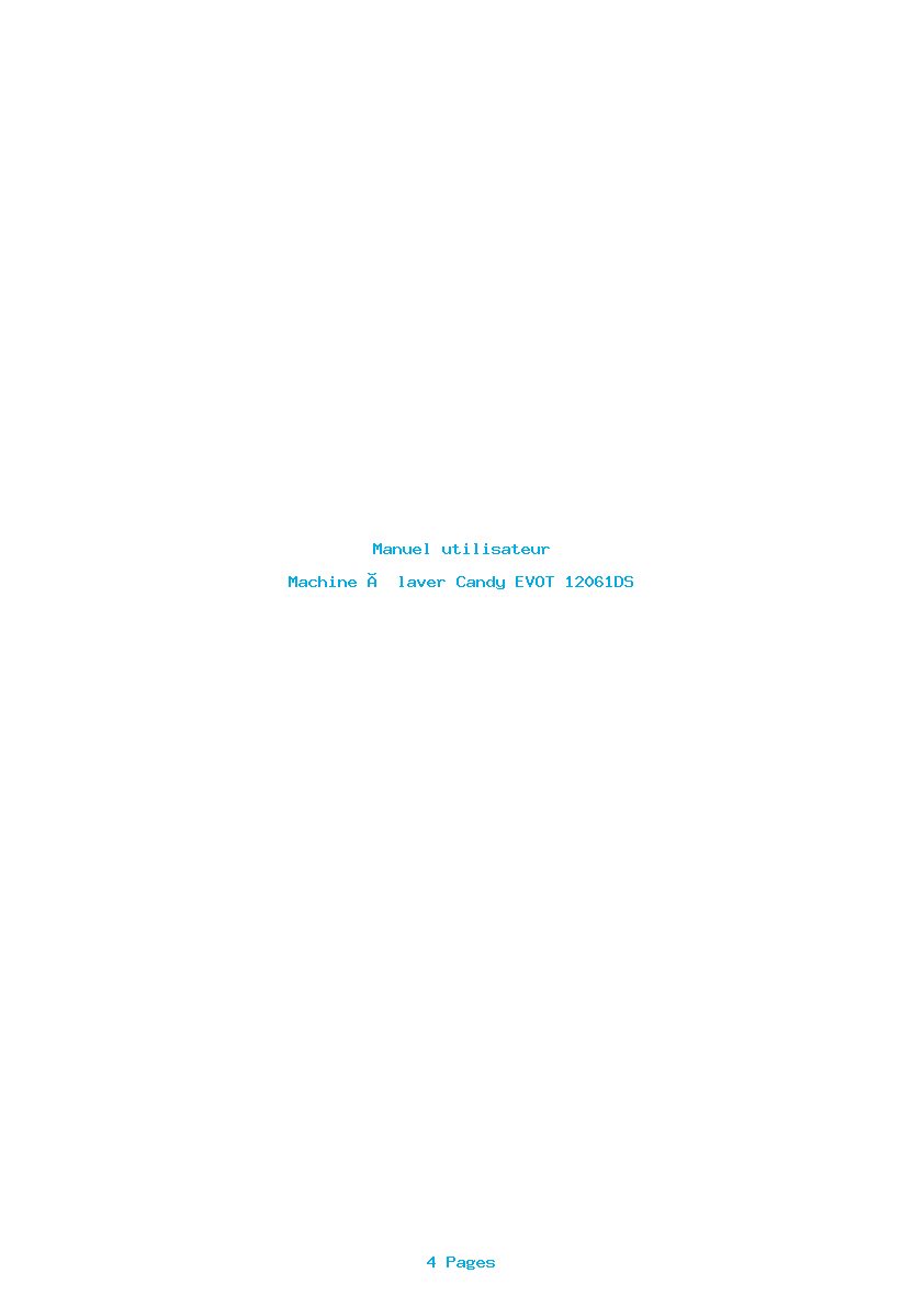 Page 1 de la notice Manuel utilisateur Candy EVOT 12061DS