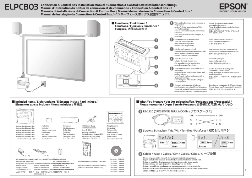 Página 1 del manual Guía de instalación Epson ELPCB03