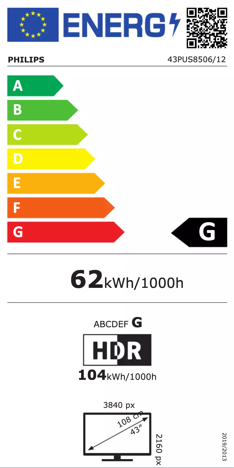 Página 1 del manual Etiqueta energética Philips 43PUS8506