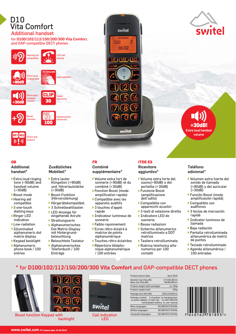 Página nº 1 - Ficha técnica Switel D10