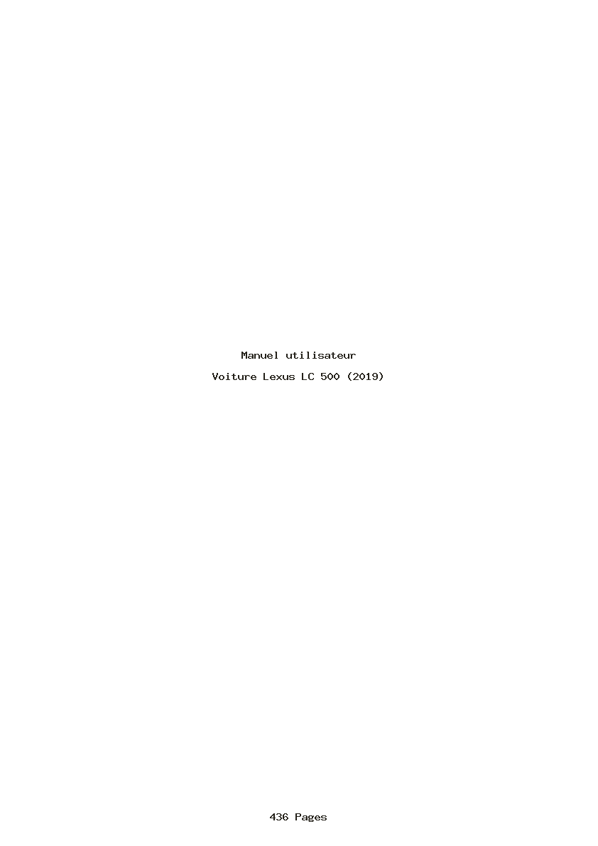Page 1 de la notice Manuel utilisateur Lexus LC 500 (2019)