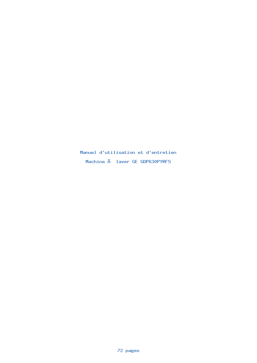 Page 1 de la notice Manuel d'utilisation et d'entretien GE GDP630PYRFS