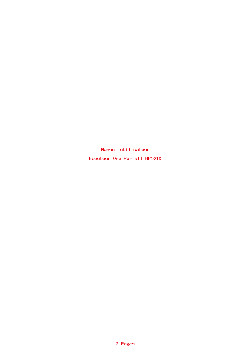 Page 1 de la notice Manuel utilisateur One for all HP1010