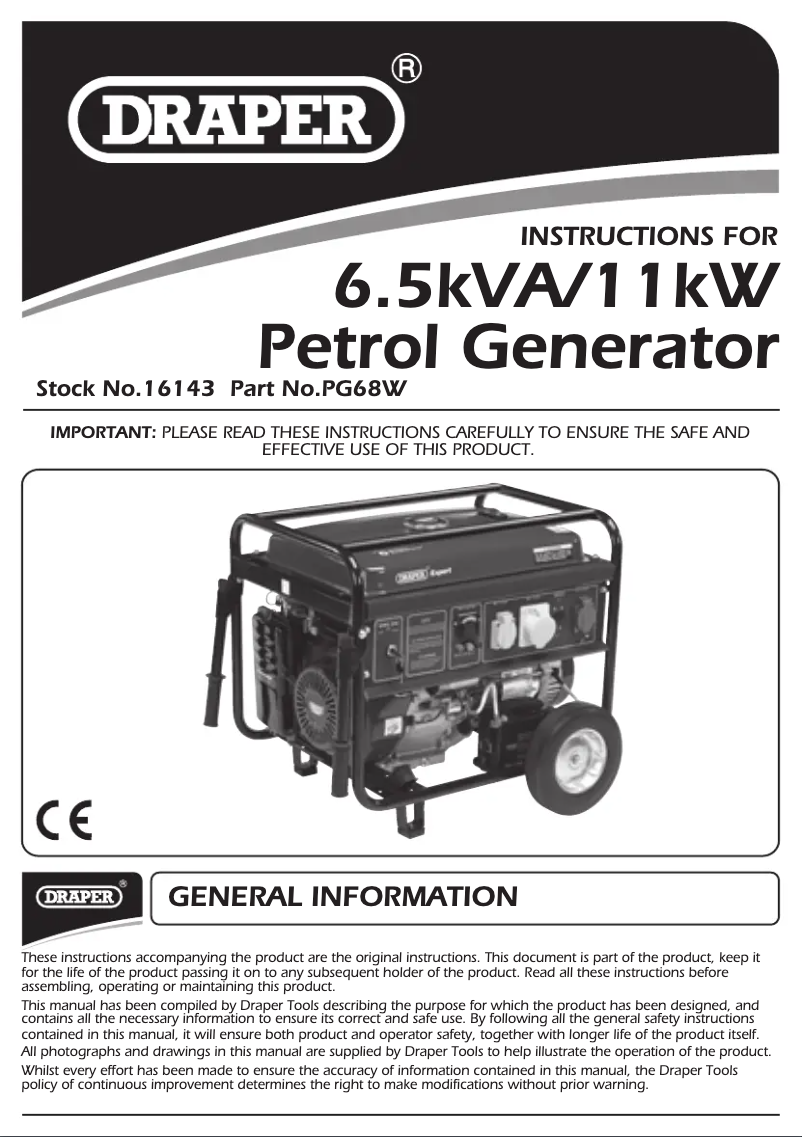 Page 1 de la notice Manuel utilisateur Draper PG68W