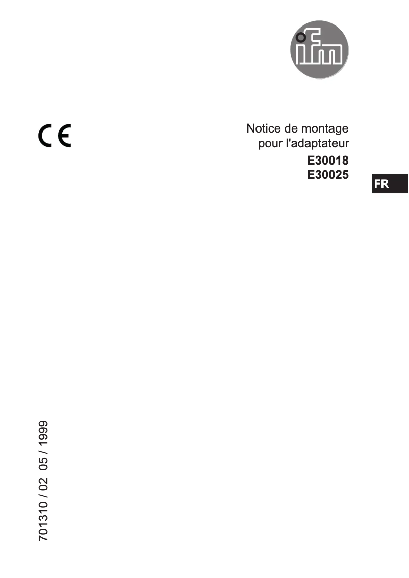 Page 1 de la notice Manuel utilisateur IFM E30018