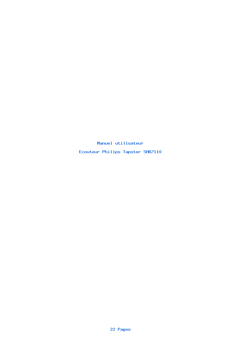 Page 1 de la notice Manuel utilisateur Philips Tapster SHB7110