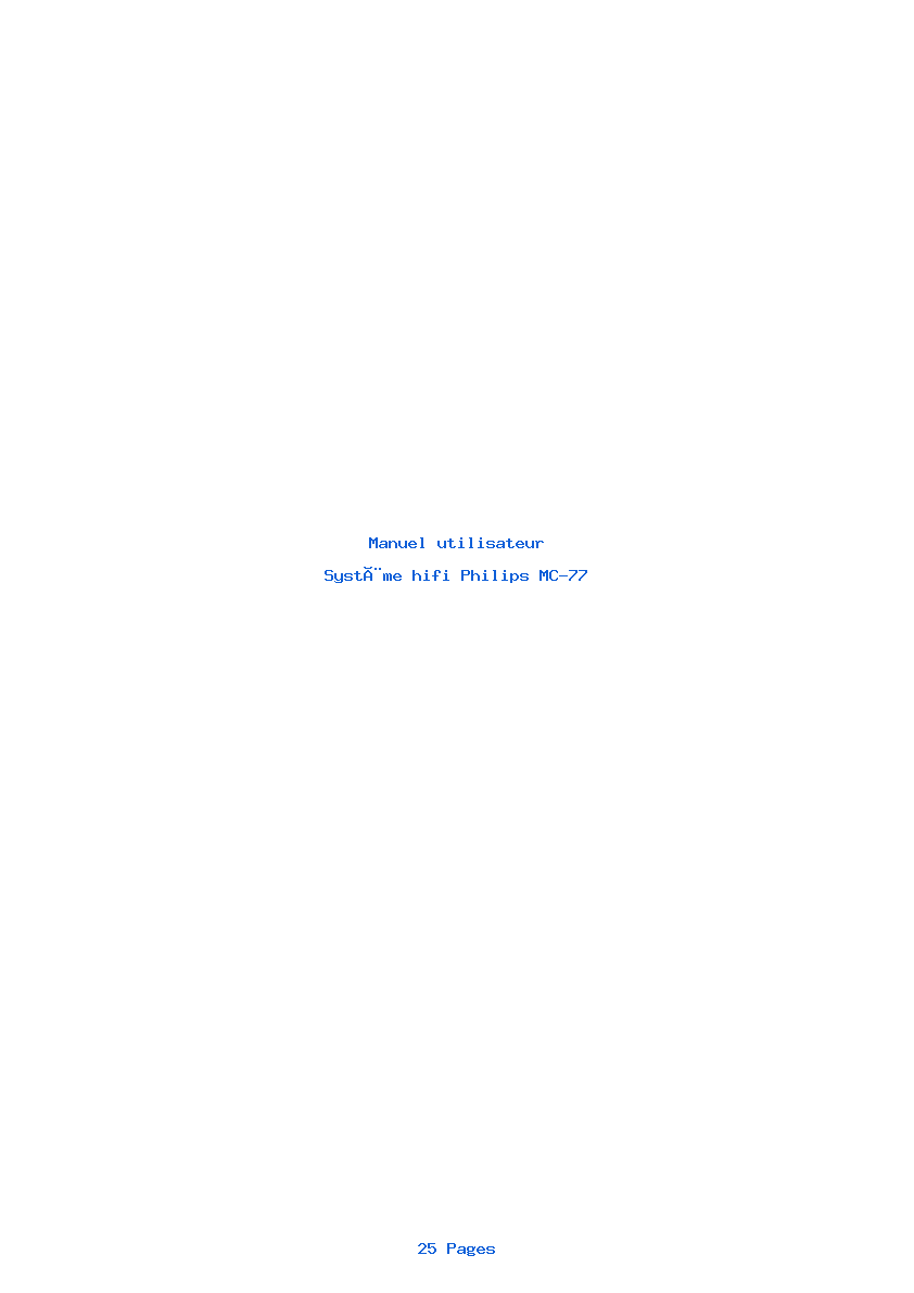 Page 1 de la notice Manuel utilisateur Philips MC-77