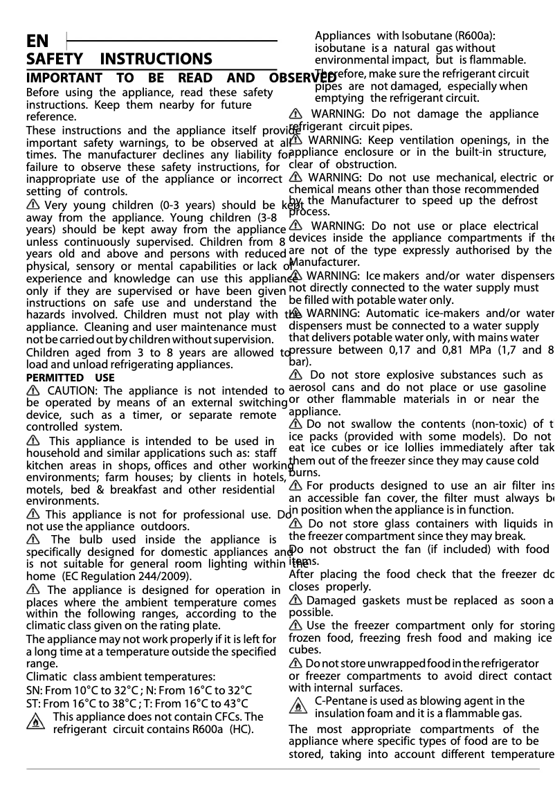 Page 1 de la notice Instructions de sécurité Whirlpool CF 420 T