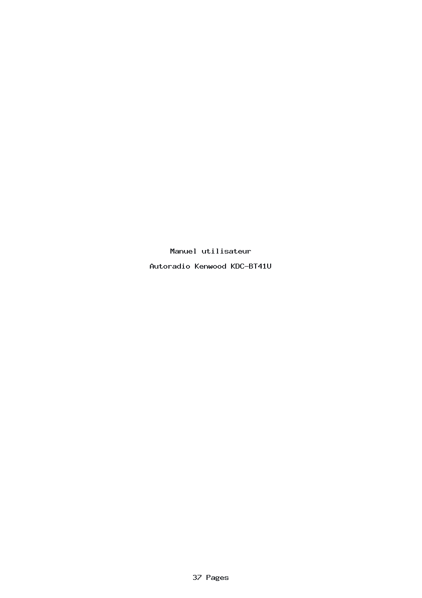 Page 1 de la notice Manuel utilisateur Kenwood KDC-BT41U