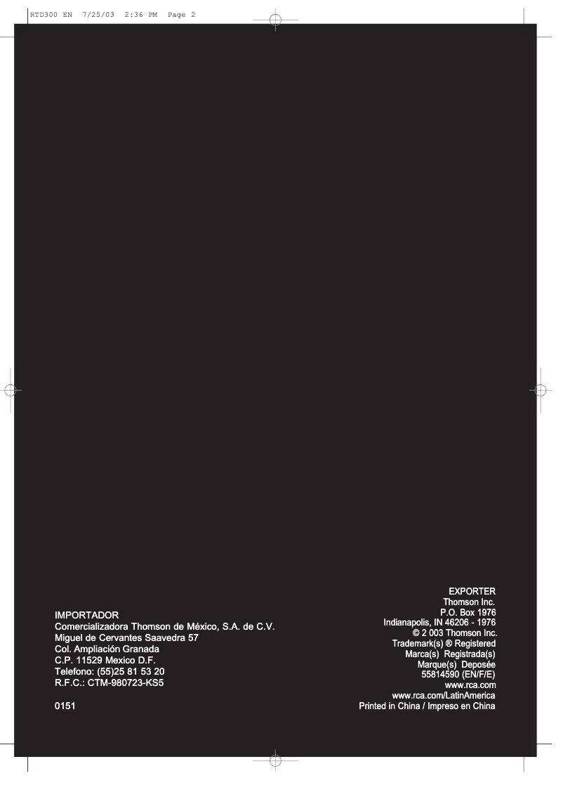 Página 1 del manual Manual de usuario RCA RTD300