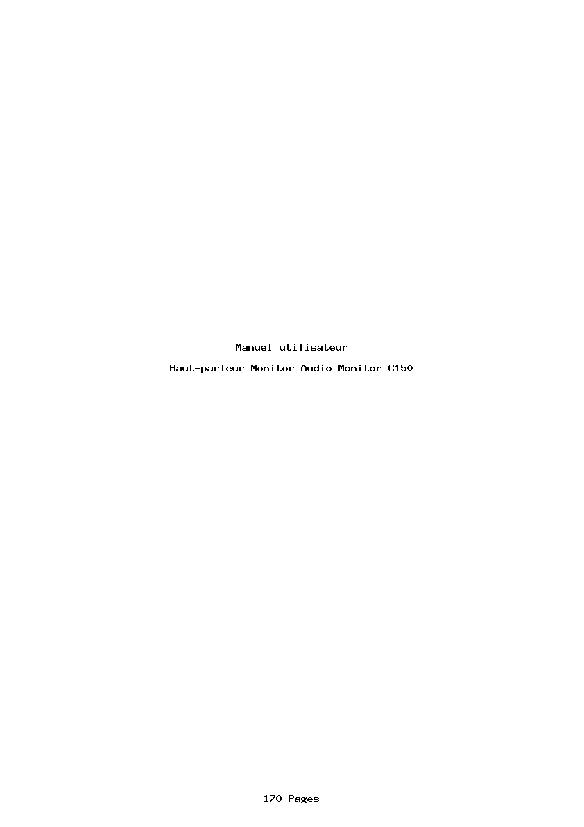Page 1 de la notice Manuel utilisateur Monitor Audio Monitor C150