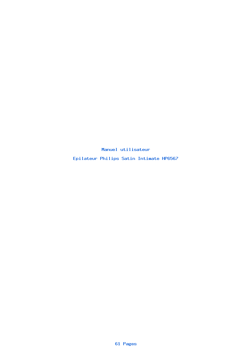 Page 1 de la notice Manuel utilisateur Philips Satin Intimate HP6567