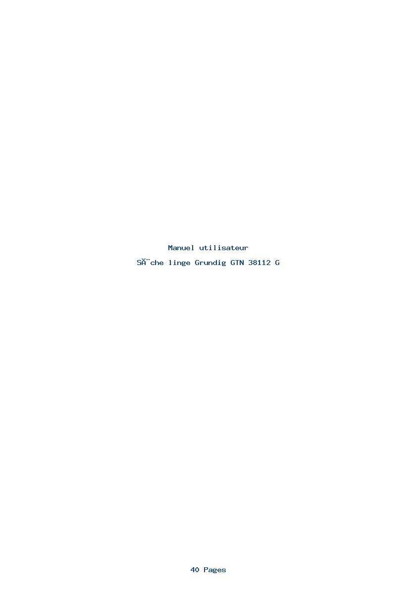 Page 1 de la notice Manuel utilisateur Grundig GTN 38112 G