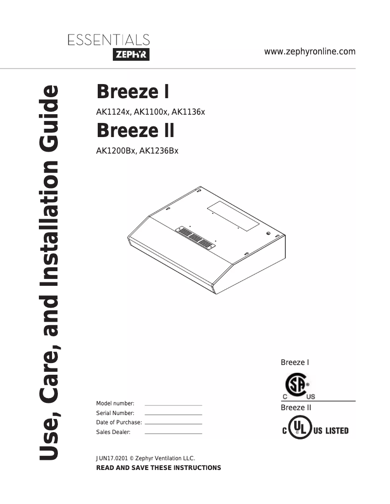 Página 1 del manual Manual de usuario Zephyr AK1200BB