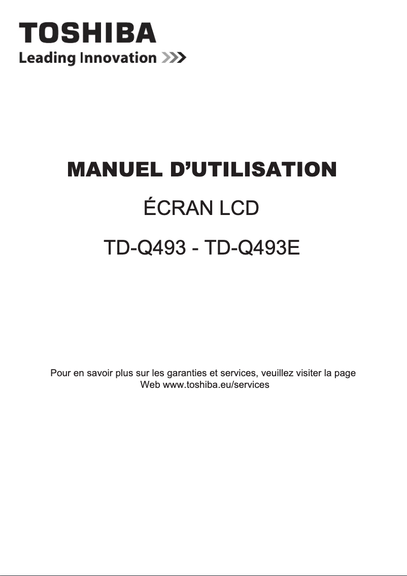 Page 1 de la notice Manuel utilisateur Toshiba TD-Q493