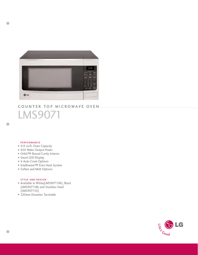 Page 1 de la notice Fiche technique LG LMS9071SB