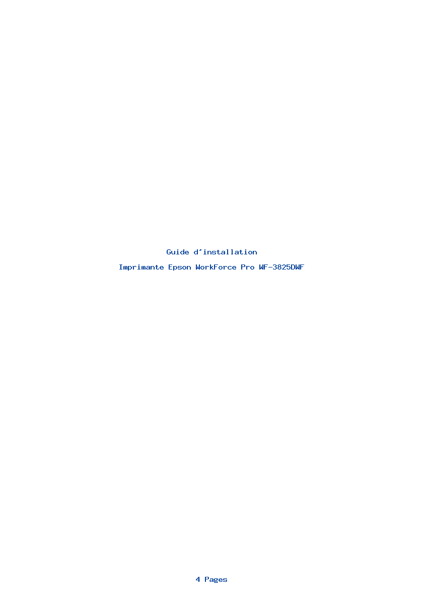 Page 1 de la notice Guide d'installation Epson WorkForce Pro WF-3825DWF