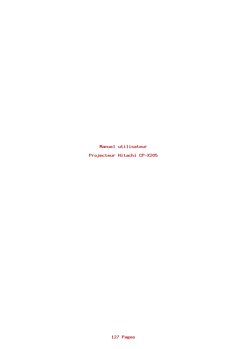 Page 1 de la notice Manuel utilisateur Hitachi CP-X205