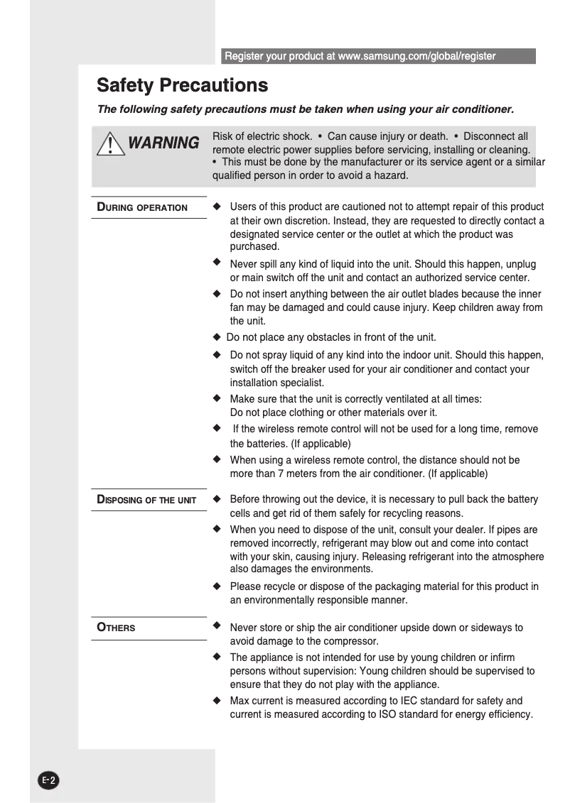 Page 1 de la notice Manuel utilisateur Samsung AS25NAX