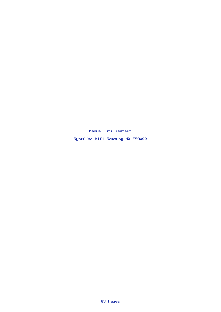 Page 1 de la notice Manuel utilisateur Samsung MX-FS9000