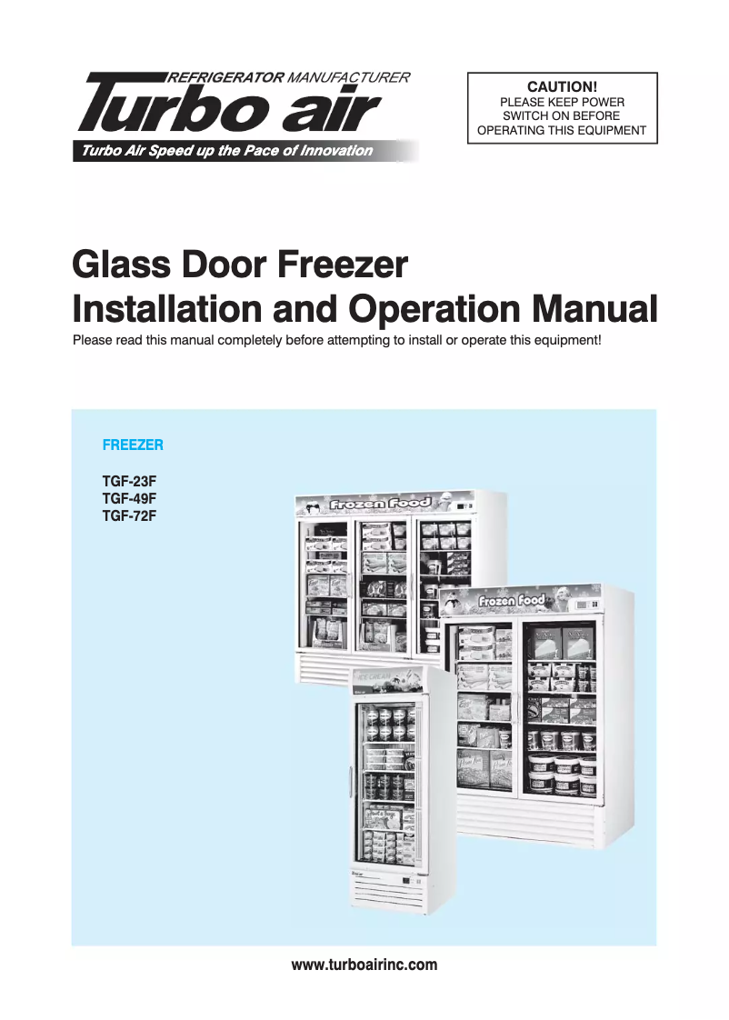Página 1 del manual Manual de uso y mantenimiento Turbo air TGF-23F