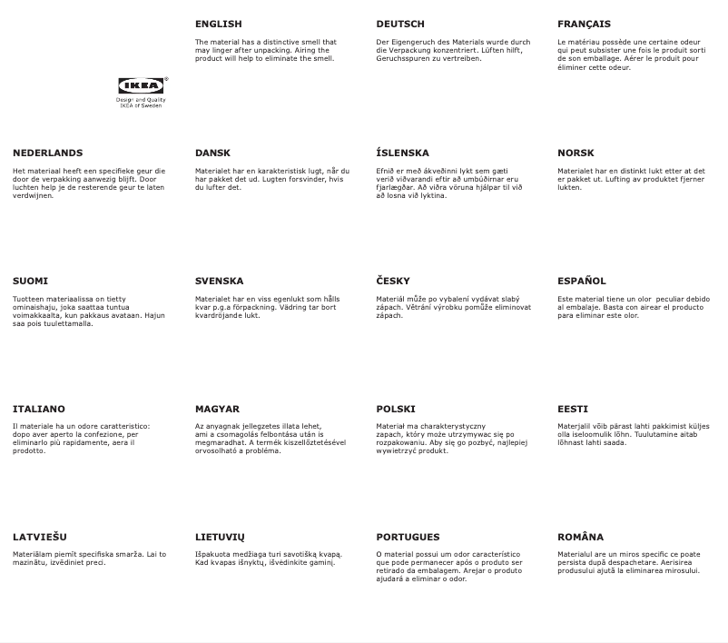 Page 1 de la notice Manuel utilisateur Ikea VEDBO 405.522.21