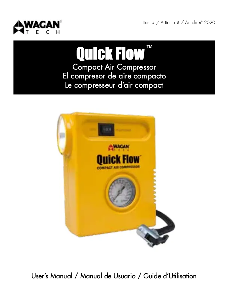 Page 1 de la notice Manuel utilisateur WAGAN Quick Flow