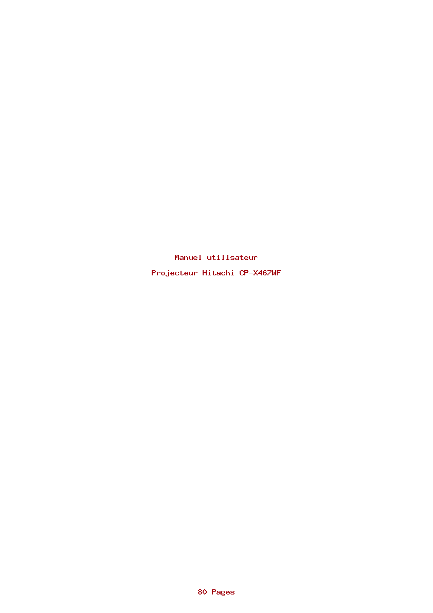 Page 1 de la notice Manuel utilisateur Hitachi CP-X467WF