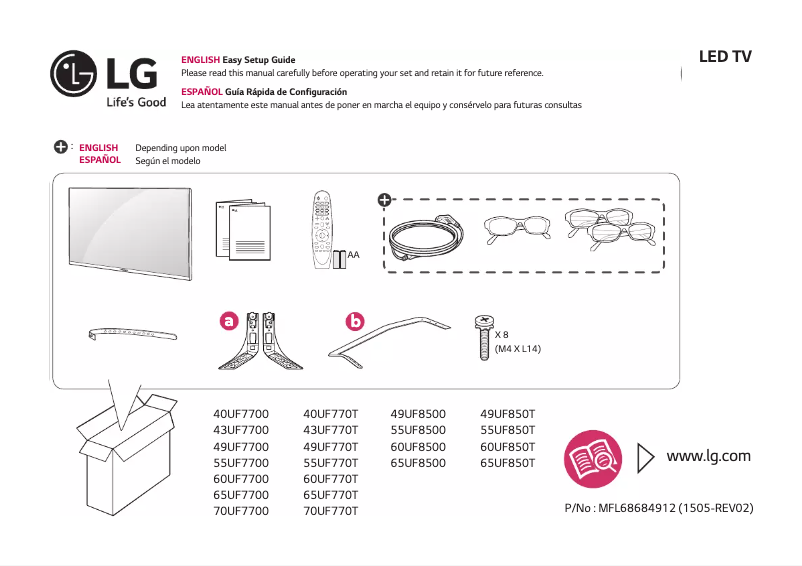 Page 1 de la notice Manuel utilisateur LG 60UF8500-SC