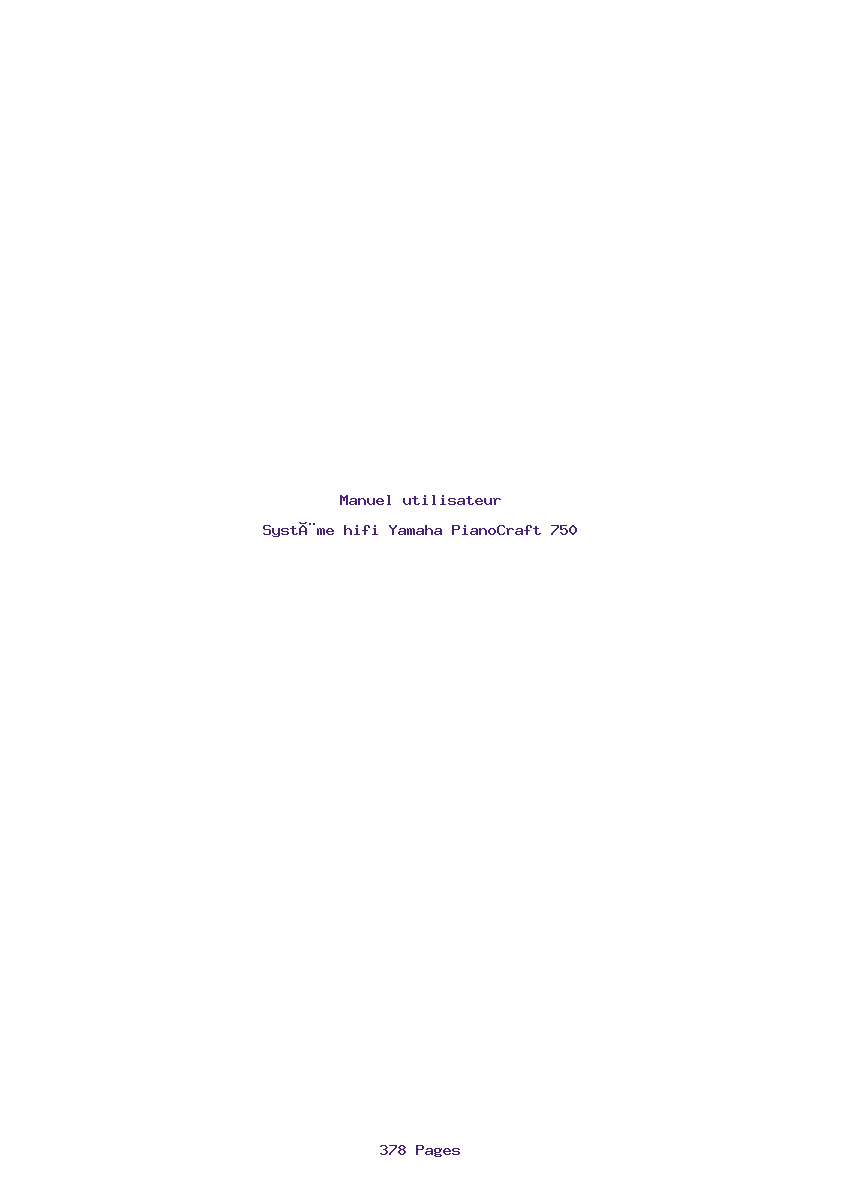 Page 1 de la notice Manuel utilisateur Yamaha PianoCraft 750