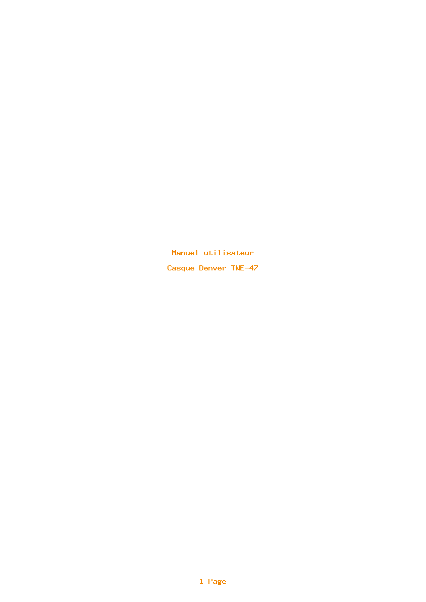 Page 1 de la notice Manuel utilisateur Denver TWE-47