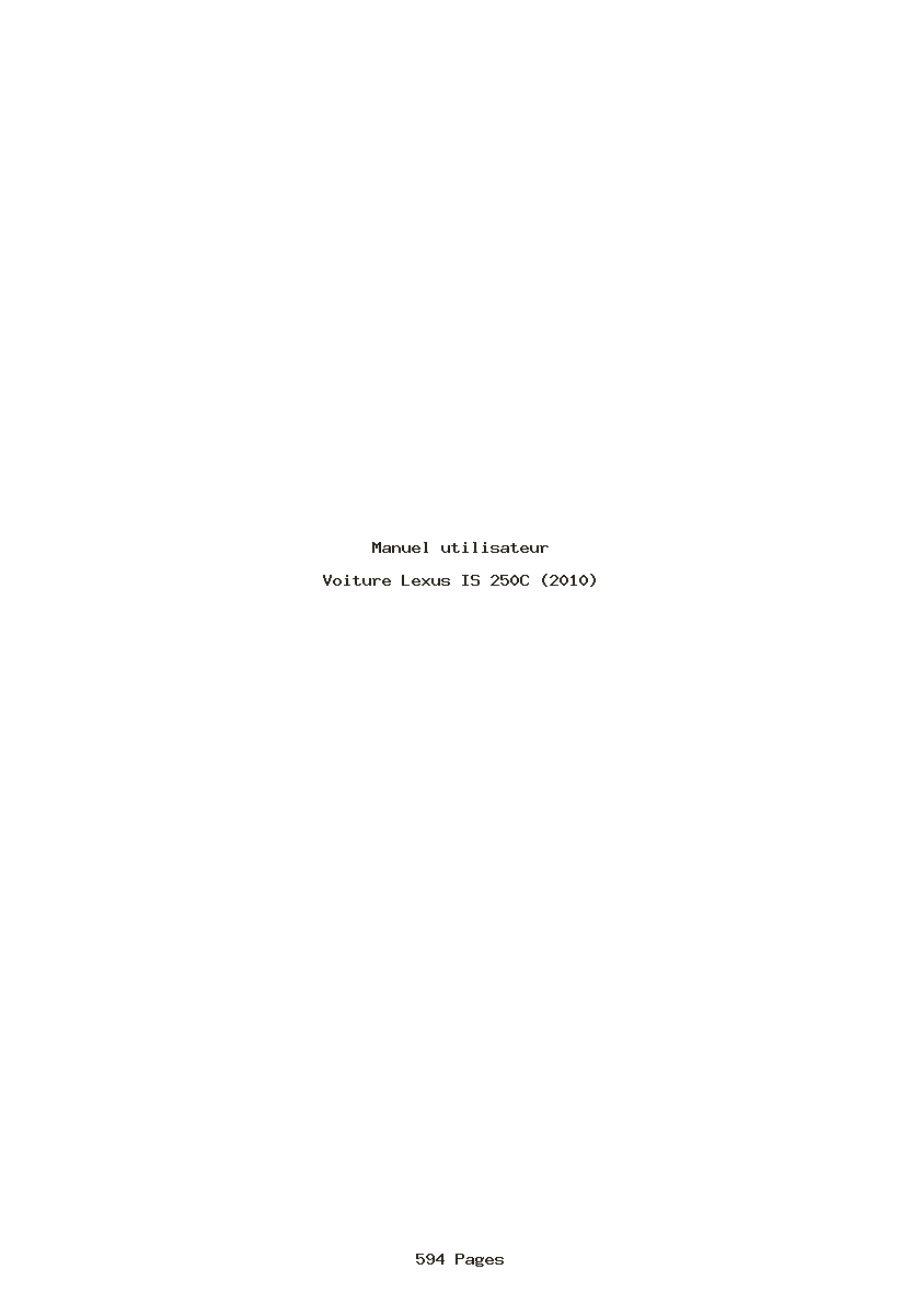 Page 1 de la notice Manuel utilisateur Lexus IS 250C (2010)