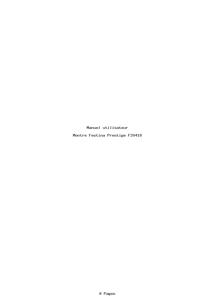 Page 1 de la notice Manuel utilisateur Festina Prestige F20418
