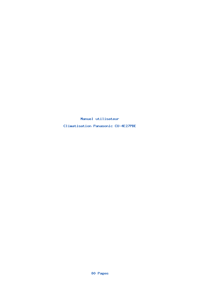 Page 1 de la notice Manuel utilisateur Panasonic CU-4E27PBE