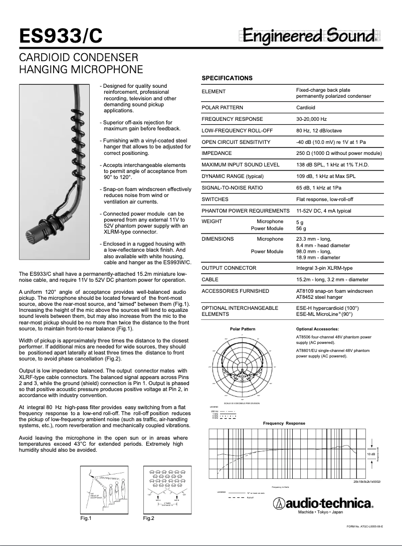 Page 1 de la notice Manuel utilisateur Audio-Technica ES933/C