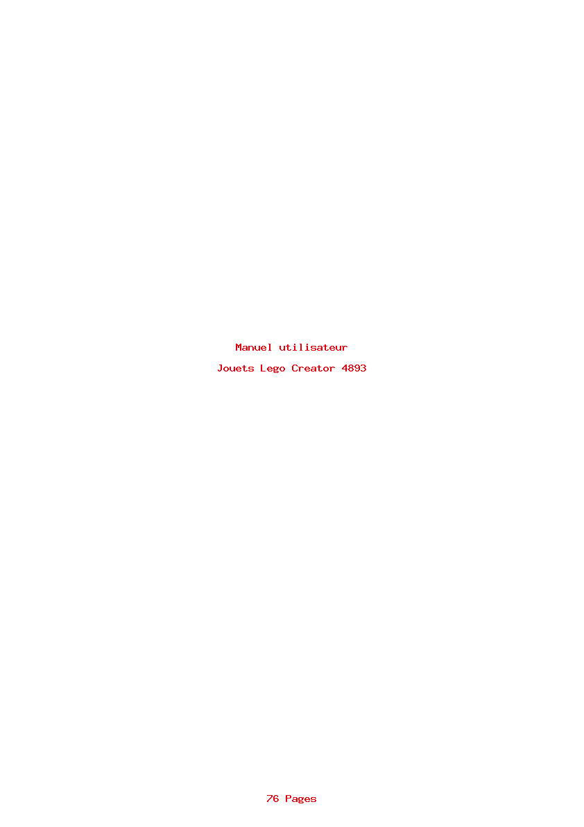 Page 1 de la notice Manuel utilisateur Lego Creator 4893