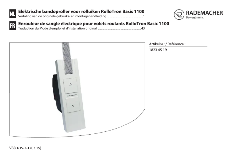 Page 1 de la notice Manuel utilisateur RADEMACHER RolloTron Basis 1100